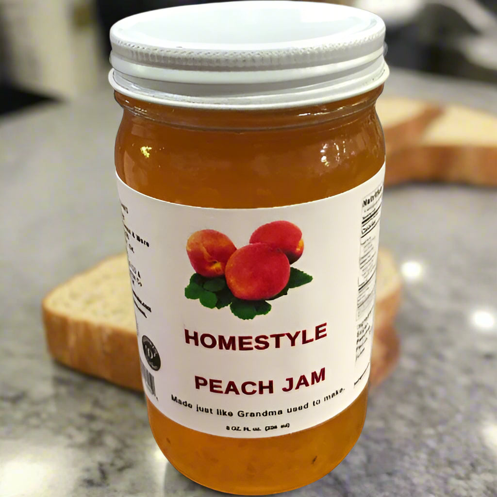 HOMESTYLE PEACH JAM 8 OZ.