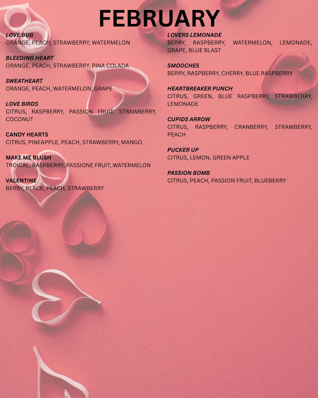 FEBRUARY LOADED UP TEAS MENU