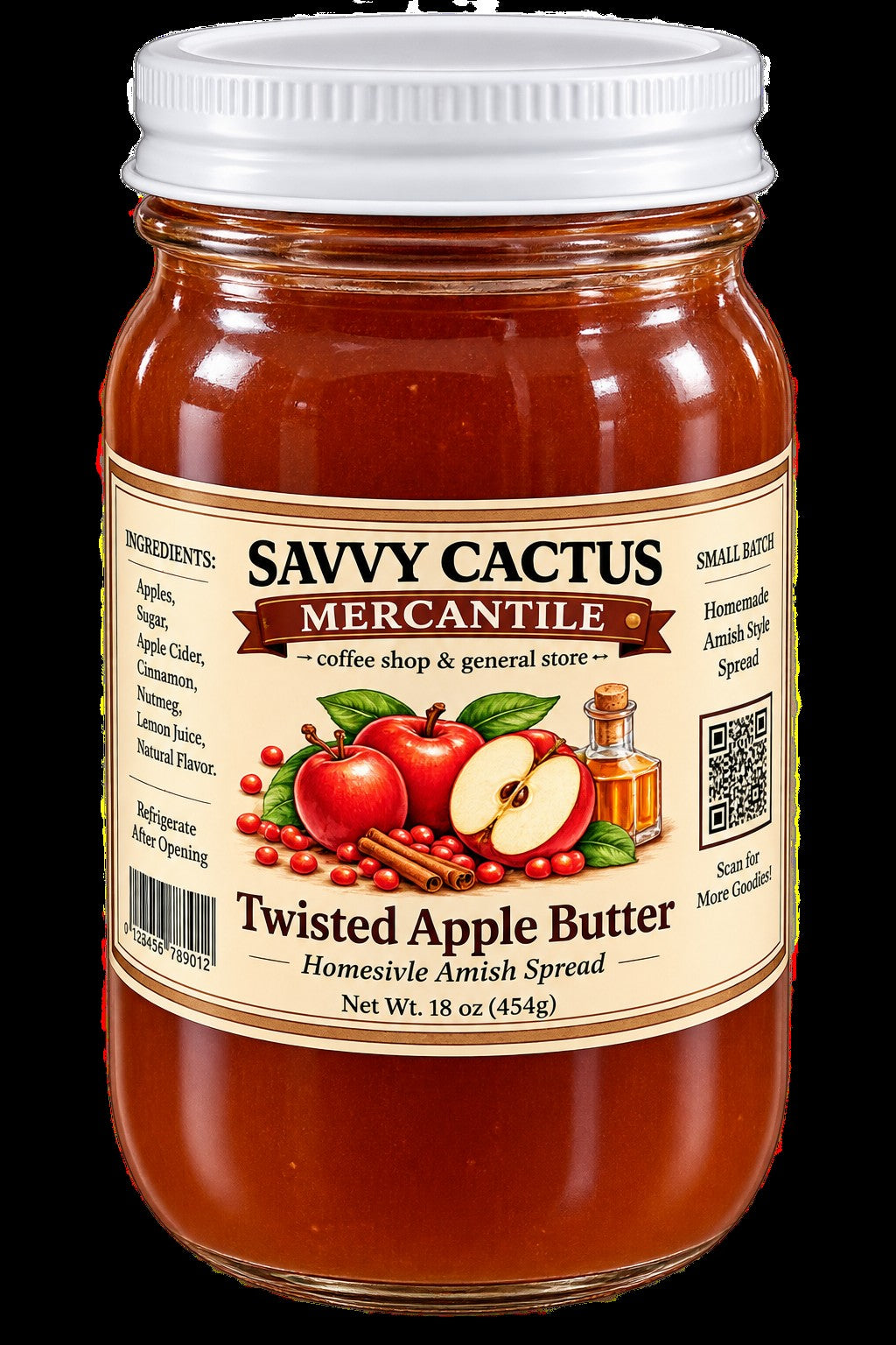 SAVVY CACTUS TWISTED APPLE BUTER JAM 16 OZ,
