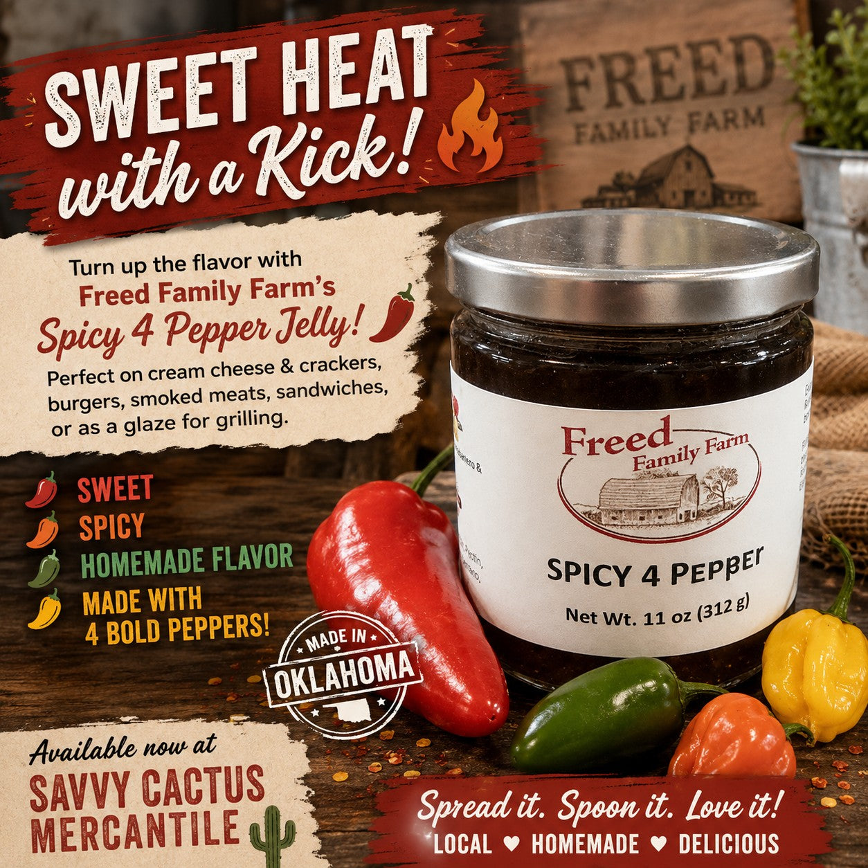Freed Family Farms----Spicy 4 Pepper Jelly