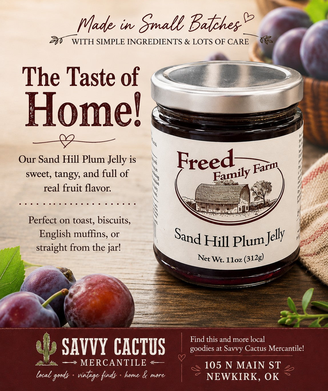 FREED FAMILY FARMS SAND HILLS  PLUM JELLY (OKLAHOMA)